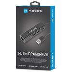 Hub USB tipo A 2.0 de 3 puertos + RJ45 negro Natec Dragonfly NHU-1413 - NT35900 - 06