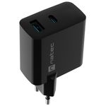 Cargador USB Natec Ribera GaN 1X USB-A + 1X USB-C 65W negro NUC-2145 - NT37300 - 08