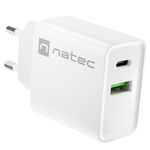 Cargador USB Natec Ribera 1X USB-A + 1X USB-C 20W blanco NUC-2061 - NT36400 - 01