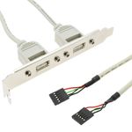Adaptador USB de placa madre 2x5 pin a 2xAH bracket - US03100 - 01