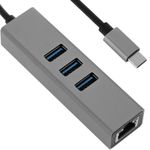 Conversor de USB-C 3.0 a 3xUSB 3.0 y Ethernet RJ45 color gris - RA01000 - 01