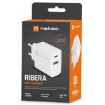 Cargador USB Natec Ribera 1X USB-A + 1X USB-C 20W blanco NUC-2061 - NT36400 - 09
