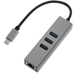 Conversor de USB-C 3.0 a 3xUSB 3.0 y Ethernet RJ45 color gris - RA01000 - 02