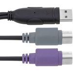Adaptador USB a PS2 (1 USB-A macho a 2 MiniDIN 6-pin hembra) - US02700 - 06