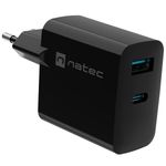 Cargador USB Natec Ribera GaN 1X USB-A + 1X USB-C 65W negro NUC-2145 - NT37300 - 01