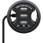 Concentrador de 3 puertos USB 2.0 audio y micro para escritorio negro - US04300 - 02