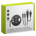 Concentrador de 3 puertos USB 2.0 audio y micro para escritorio negro - US04300 - 08