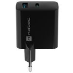 Cargador USB Natec Ribera GaN 1X USB-A + 1X USB-C 45W negro NUC-2143 - NT37100 - 03