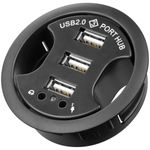 Concentrador de 3 puertos USB 2.0 audio y micro para escritorio negro - US04300 - 01