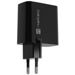 Cargador USB Natec Ribera GaN 1X USB-A + 1X USB-C 65W negro NUC-2145 - NT37300 - 02