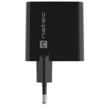 Cargador USB Natec Ribera GaN 1X USB-A + 1X USB-C 45W negro NUC-2143 - NT37100 - 06