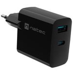 Cargador USB Natec Ribera GaN 1X USB-A + 1X USB-C 45W negro NUC-2143 - NT37100 - 01