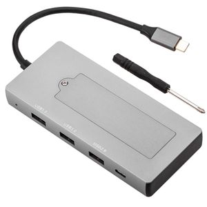 Conversor USB-C a HDMI 4k y ethernet RJ45 y USB-A y USB-C con socket de almacenamiento NGFF M2