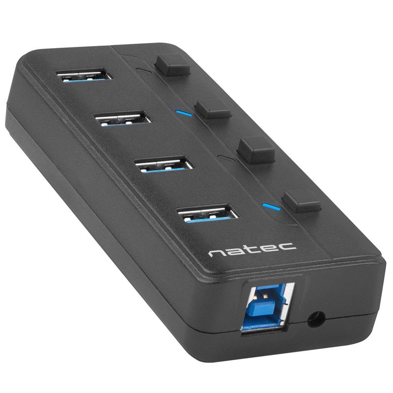 Hub USB tipo A 3.0 de 4 puertos negro Natec Mantis 2 NHU-1557 - NT36100 - 01