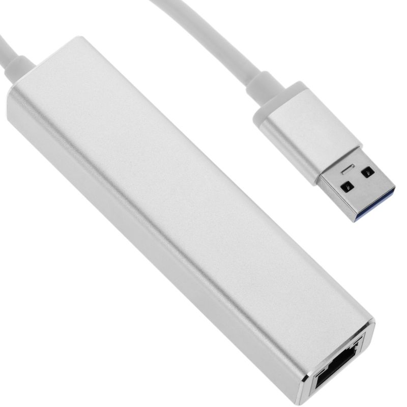 Conversor de USB 3.0 a 3xUSB 3.0 y Ethernet RJ45 color plata - RA00700 - 01