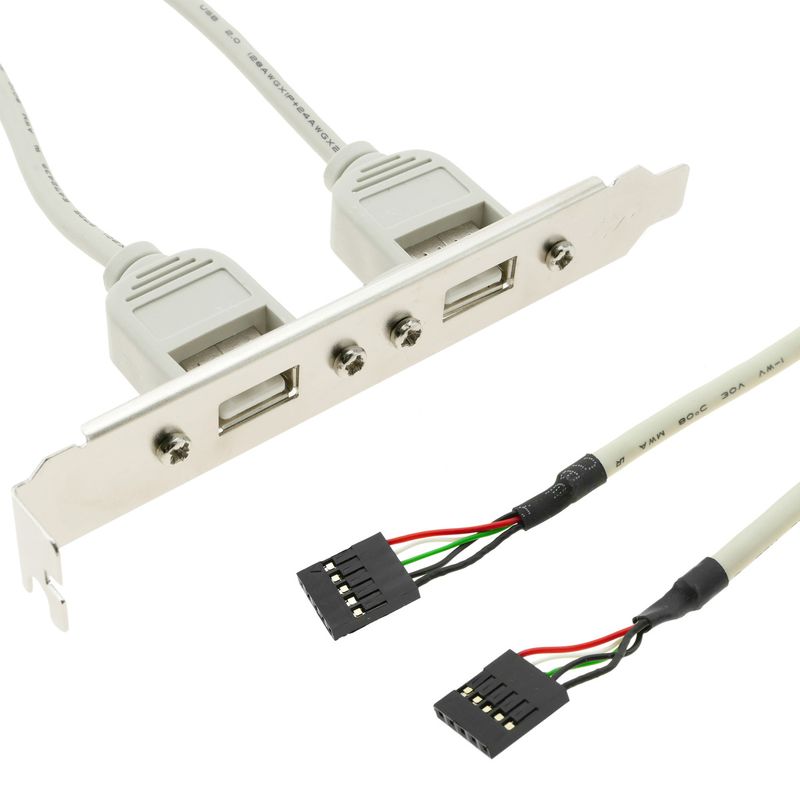 Adaptador USB de placa madre 2x5 pin a 2xAH bracket - US03100 - 01