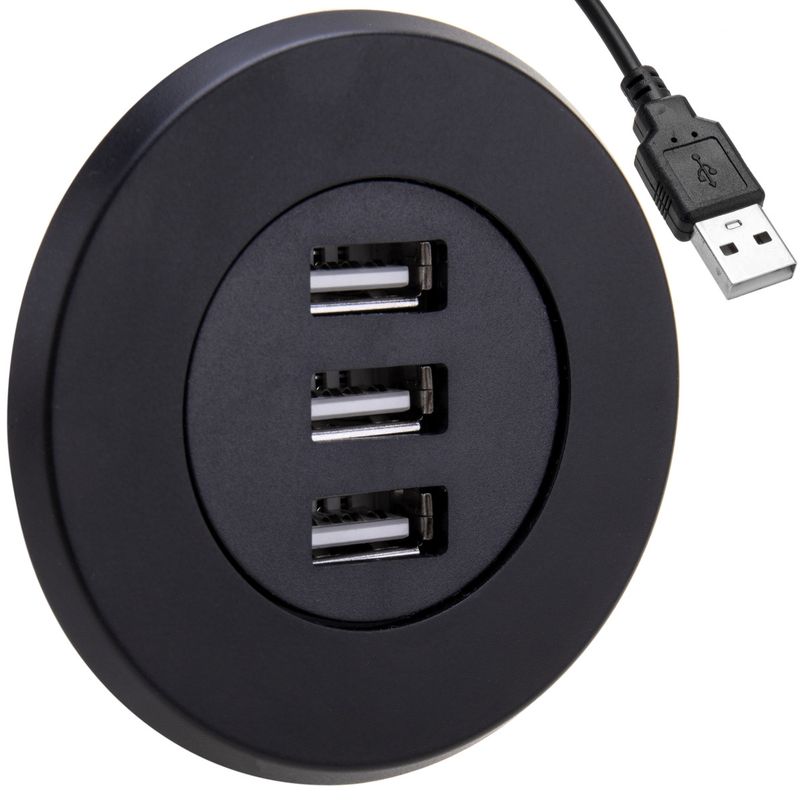 Concentrador de 3 puertos USB 2.0 para escritorio negro - US04100 - 01
